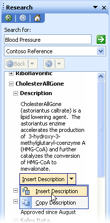Results on a search on a custom research service.