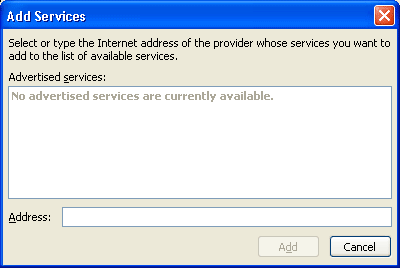 Add Services dialog box