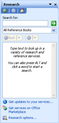 Research task pane