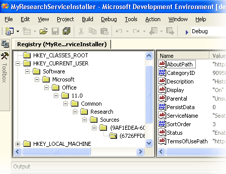 Visual Studio .Net 2003 Setup program for registry settings